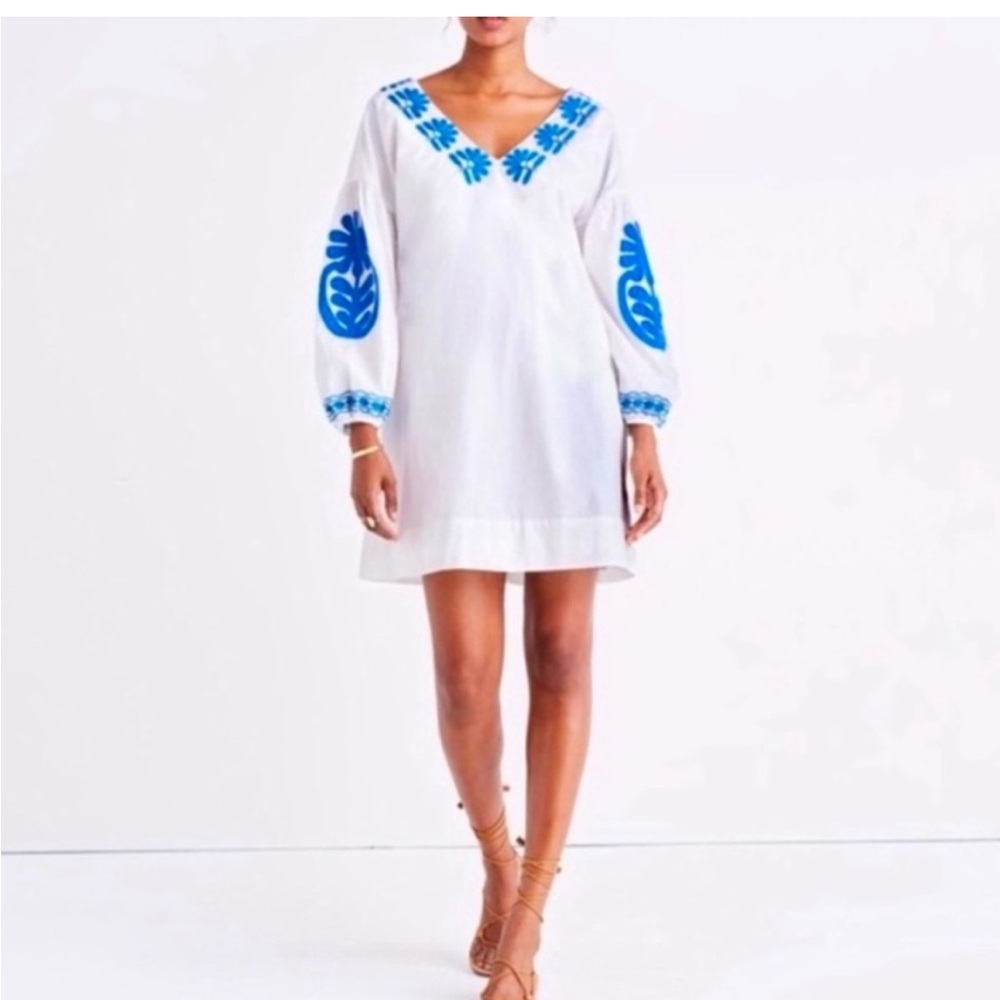 Madewell long sleeve embroidered dress